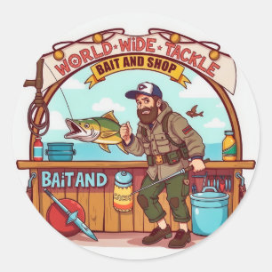 World of Fishing at Our Bait and Tackle Shop Classic Round Sticker