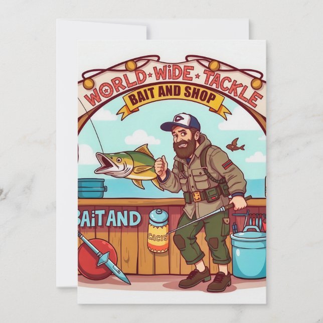  World of Fishing at Our Bait and Tackle Shop Invitation (Front)