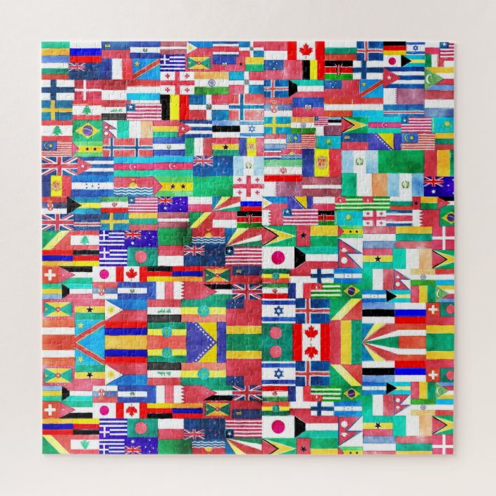 World Of Flags Jigsaw Puzzle Zazzle.co.uk