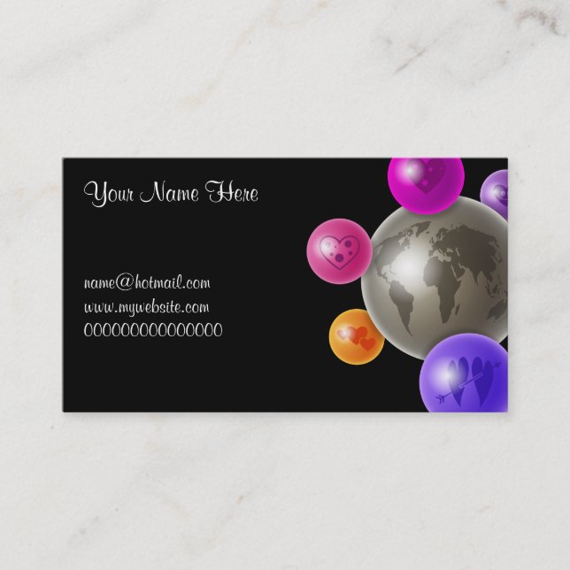 World of Love, Your Name Here, name@hotmail.com... Business Card (Front)