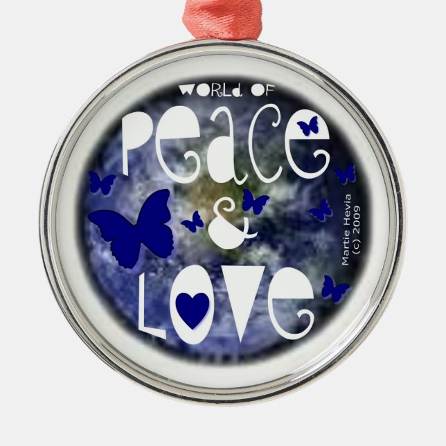 World of Peace & Love Metal Tree Decoration (Front)