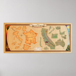 World of Wine Map Poster Print