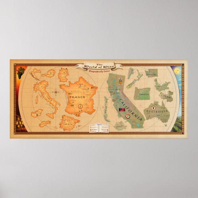 World of Wine Map Poster Print in various sizes (Front)