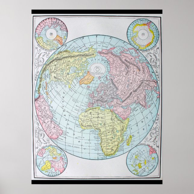 World on a Polar Projection (1892) Poster (Front)