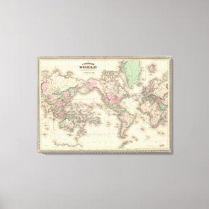 World on Mercator's Projection Canvas Print