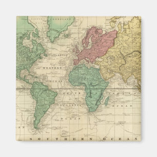 World on Mercators Projection Magnet
