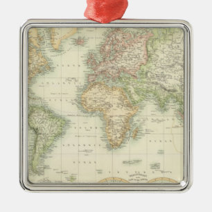 World On Mercator's Projection Metal Tree Decoration