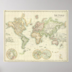 World On Mercator's Projection Poster