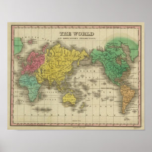 World On Mercator's Projection Poster