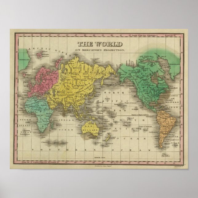 World On Mercator's Projection Poster (Front)