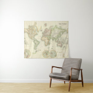 World On Mercator's Projection Tapestry