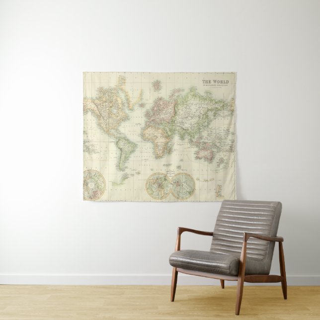 World On Mercator's Projection Tapestry (In Situ (Horizontal))