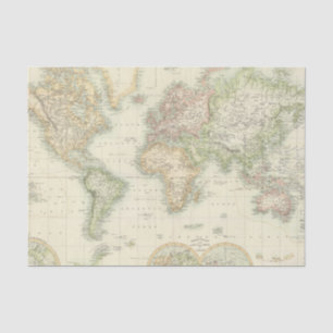 World On Mercator's Projection Tissue Paper