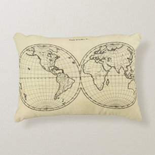 World outline double hemisphere decorative cushion
