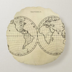 World outline double hemisphere round cushion