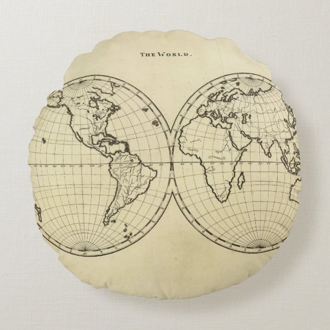 World outline double hemisphere round cushion (Front)