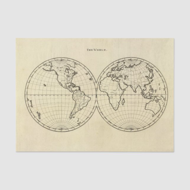 World outline double hemisphere tissue paper (Front)