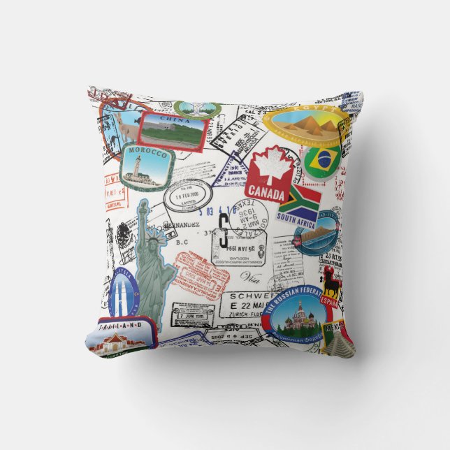 World Passport Pattern Cushion (Front)