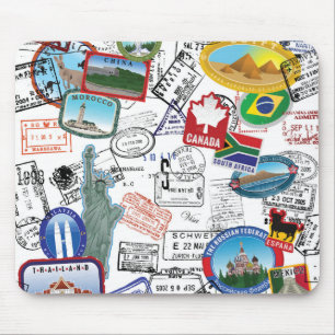 World Passport Pattern Mouse Mat