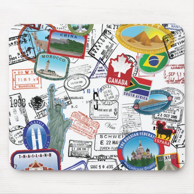World Passport Pattern Mouse Mat (Front)