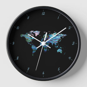 WORLD PAUA SQUARE WALL CLOCK