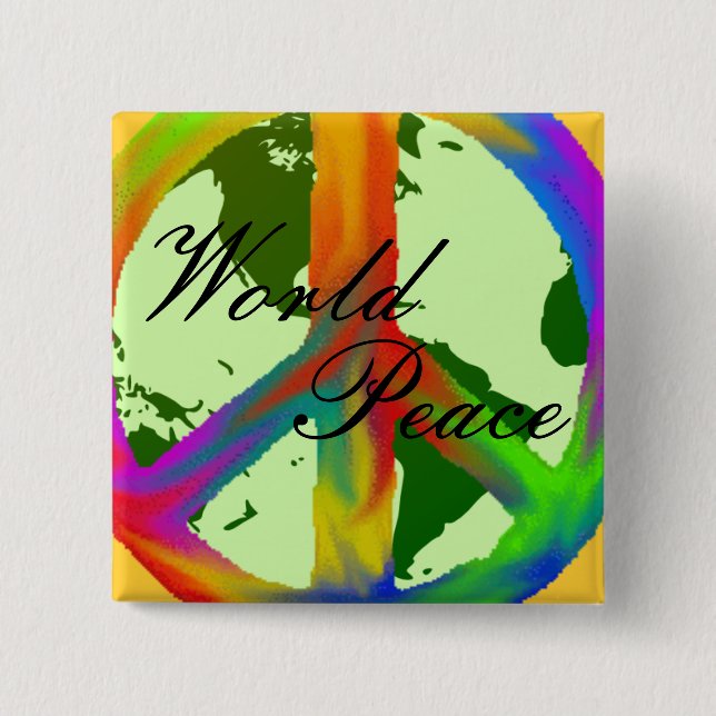 World Peace 15 Cm Square Badge (Front)