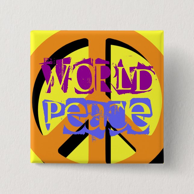WORLD PEACE 15 CM SQUARE BADGE (Front)