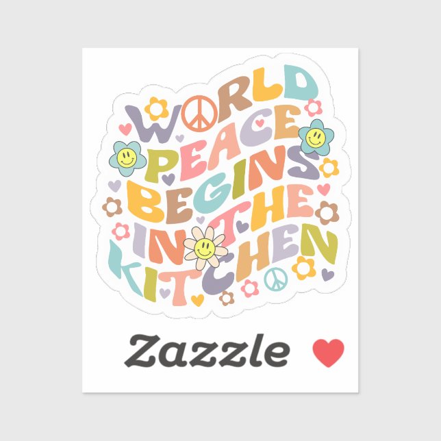 World Peace Begins in The Kitchen, Retro Vegan  (Sheet)