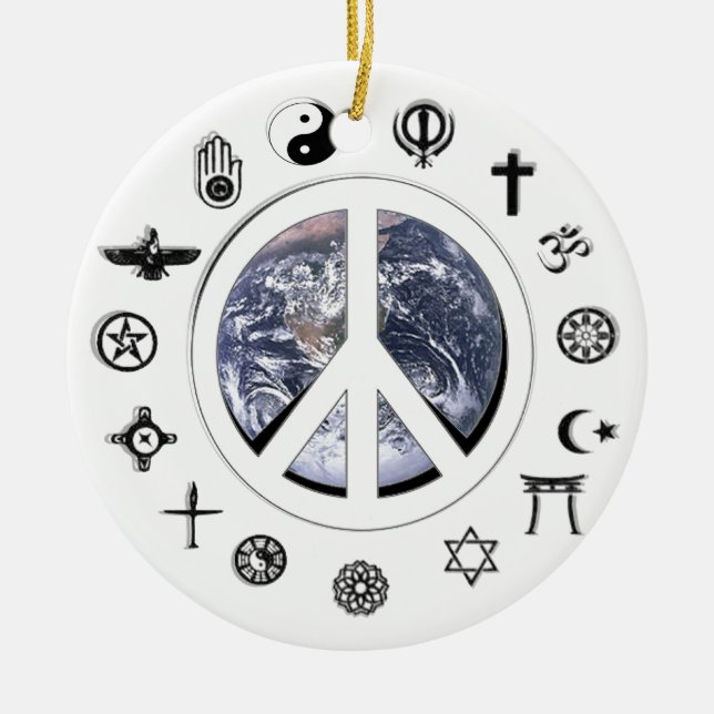 World Peace Ceramic Tree Decoration (Front)