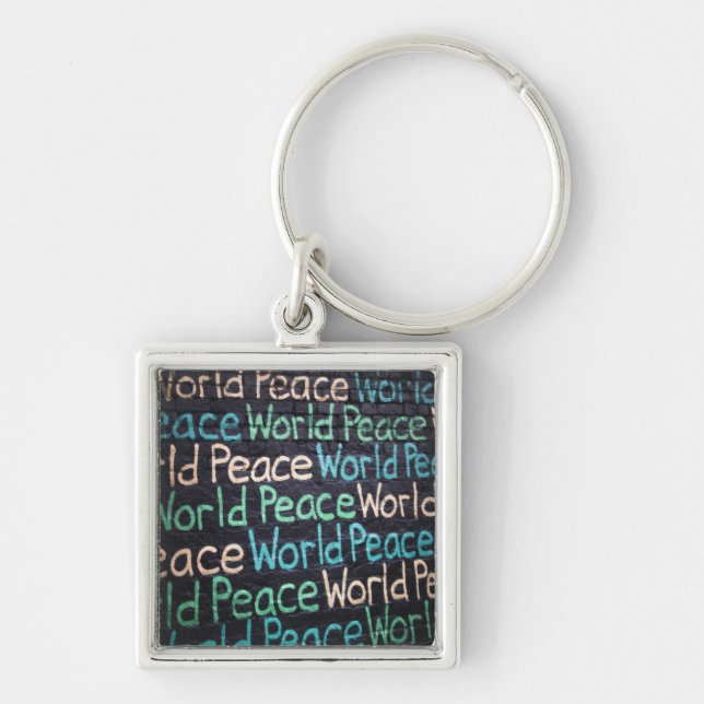 World Peace Colourful Love Peaceful Key Ring (Front)
