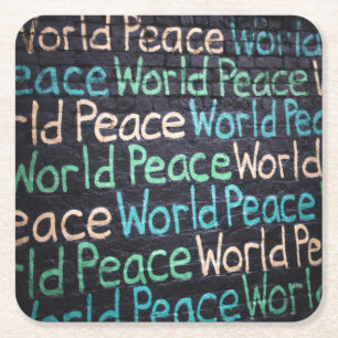 World Peace Colourful Love Peaceful Square Paper Coaster