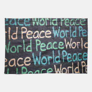 World Peace Colourful Love Peaceful Tea Towel