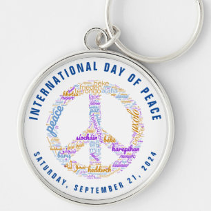 World Peace Day Peace Sign Word Cloud Key Ring