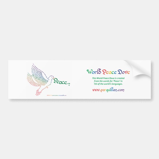 World Peace Dove Bumpersticker Bumper Sticker (Front)
