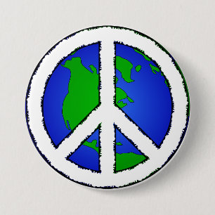 World Peace Earth and Peace Sign Button