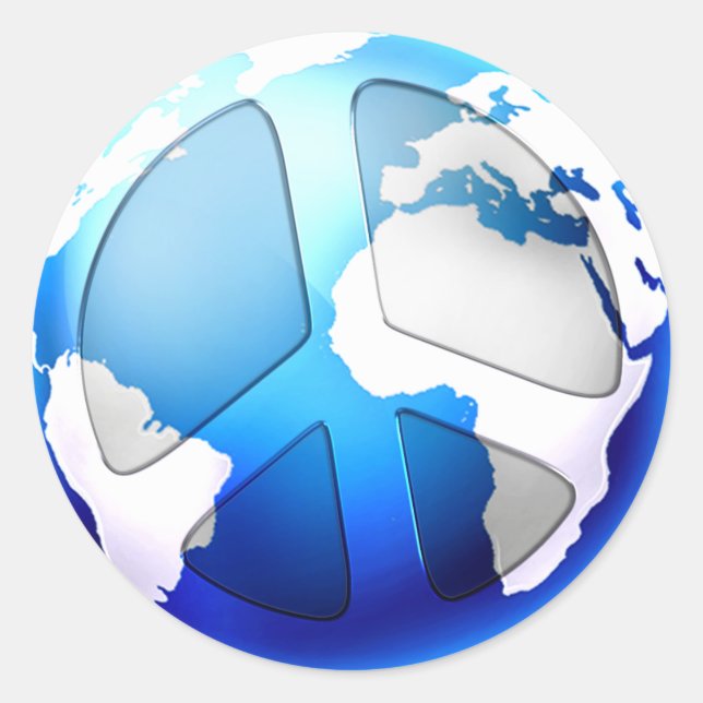 WORLD PEACE GLOBE CLASSIC ROUND STICKER (Front)