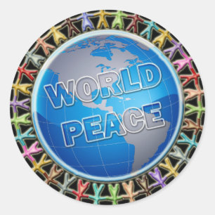 WORLD PEACE HANDS AROUND THE WORLD CLASSIC ROUND STICKER