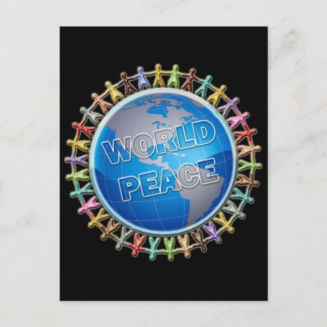 WORLD PEACE HANDS AROUND THE WORLD POSTCARD (Front)