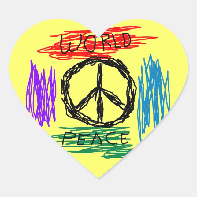 WORLD PEACE HEART STICKER (Front)