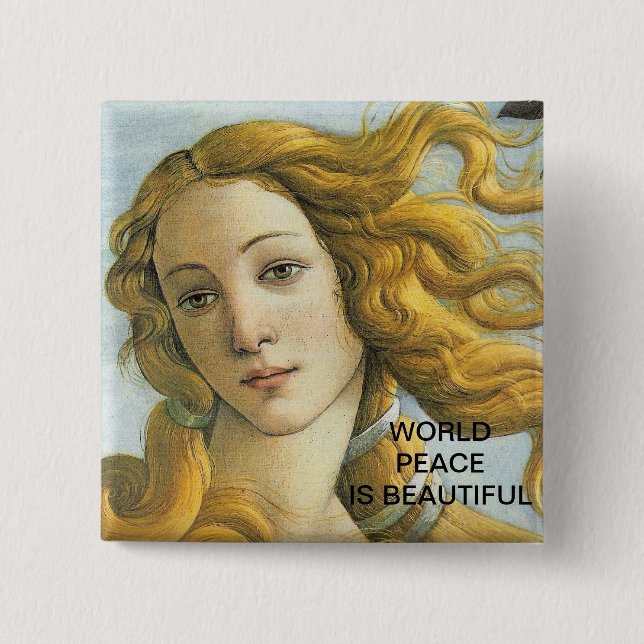 WORLD PEACE IS BEAUTIFUL 15 CM SQUARE BADGE (Front)