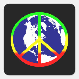 World Peace On Black Square Sticker
