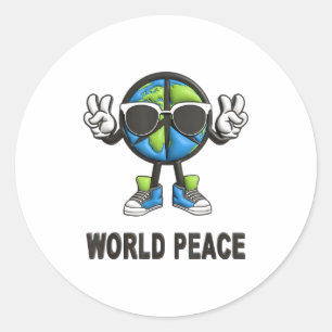 World Peace On Earth Shirt Global Love Peace Sign  Classic Round Sticker