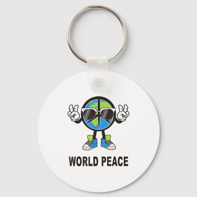 World Peace On Earth Shirt Global Love Peace Sign  Key Ring (Front)