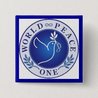 world peace one 15 cm square badge