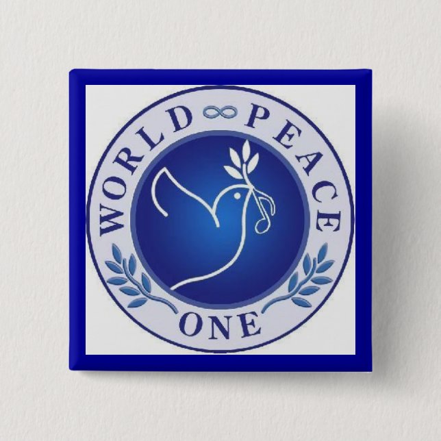 world peace one 15 cm square badge (Front)
