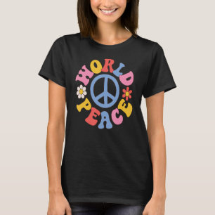 World Peace Retro Groovy Hippie Peace Sign Peace D T-Shirt