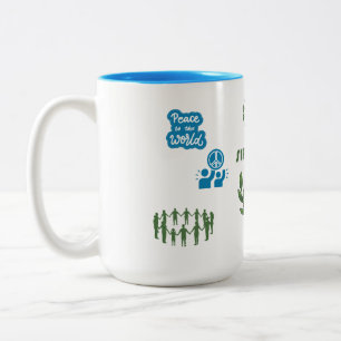WORLD PEACE SIP OF PEACE White blue 15-ounce Two-Tone Coffee Mug