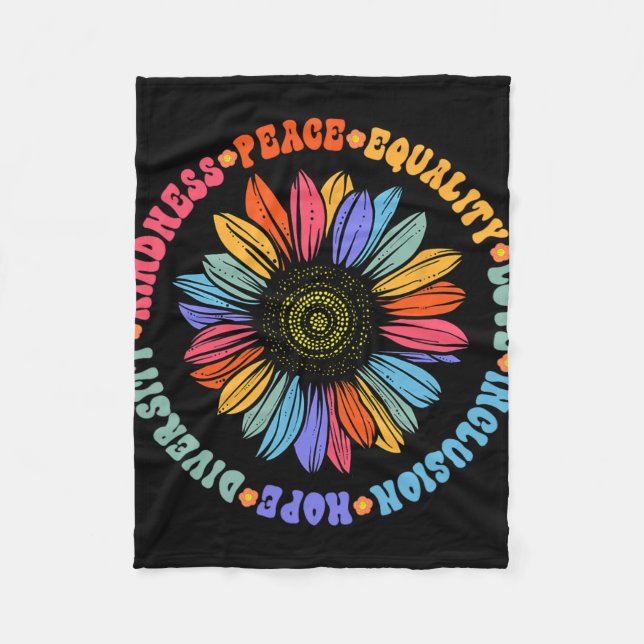 World Peace Supporter Sunflower Floral Outfit Kind Fleece Blanket (Front)
