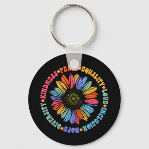 World Peace Supporter Sunflower Floral Outfit Kind Key Ring