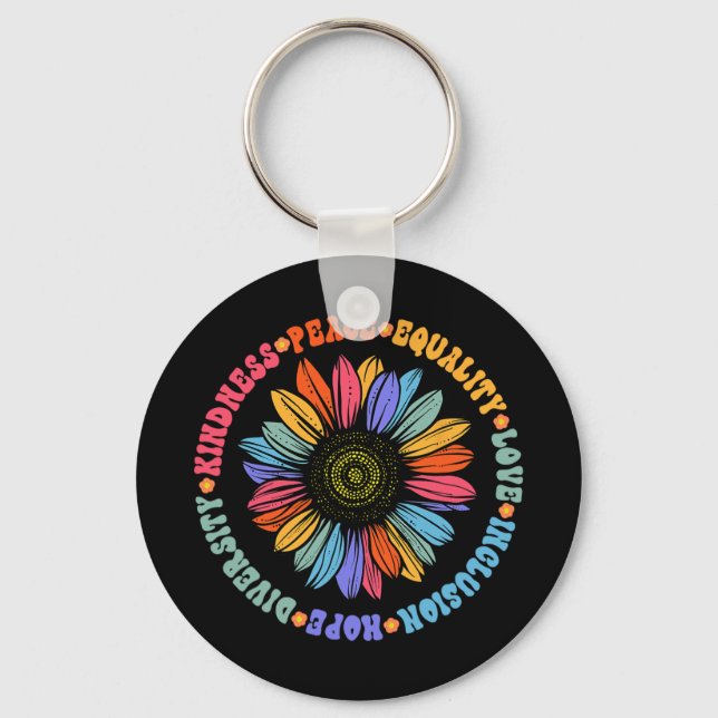 World Peace Supporter Sunflower Floral Outfit Kind Key Ring (Front)